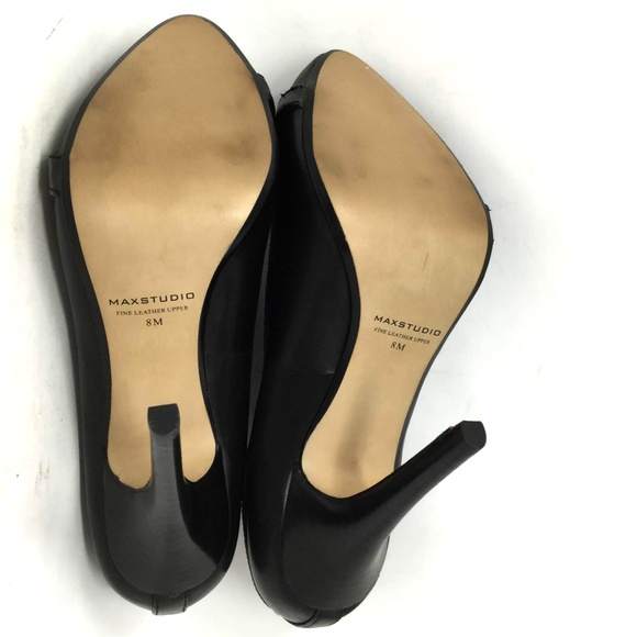 Maxstudio.Com Women Heels Size Us 8M Black Leather - Picture 8 of 8